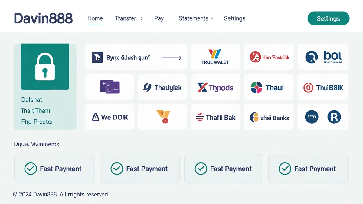 ช่องทางการฝาก-ถอนเงิน Davin888 ผ่านทรูวอลเลทและธนาคารไทย